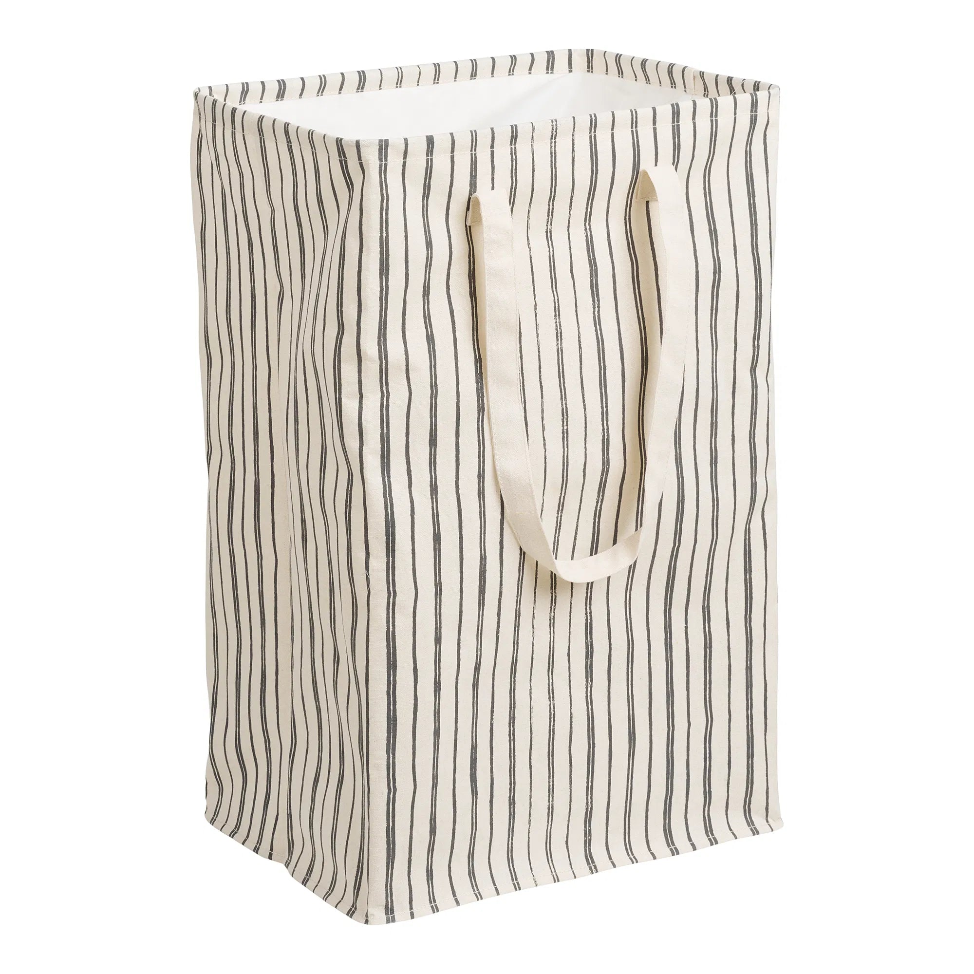 Wäschekorb „Argos“ – Beige/Schwarz mit Streifenmuster