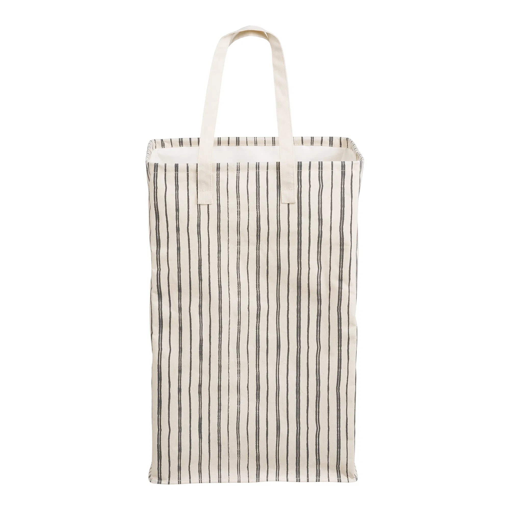Wäschekorb „Argos“ – Beige/Schwarz mit Streifenmuster