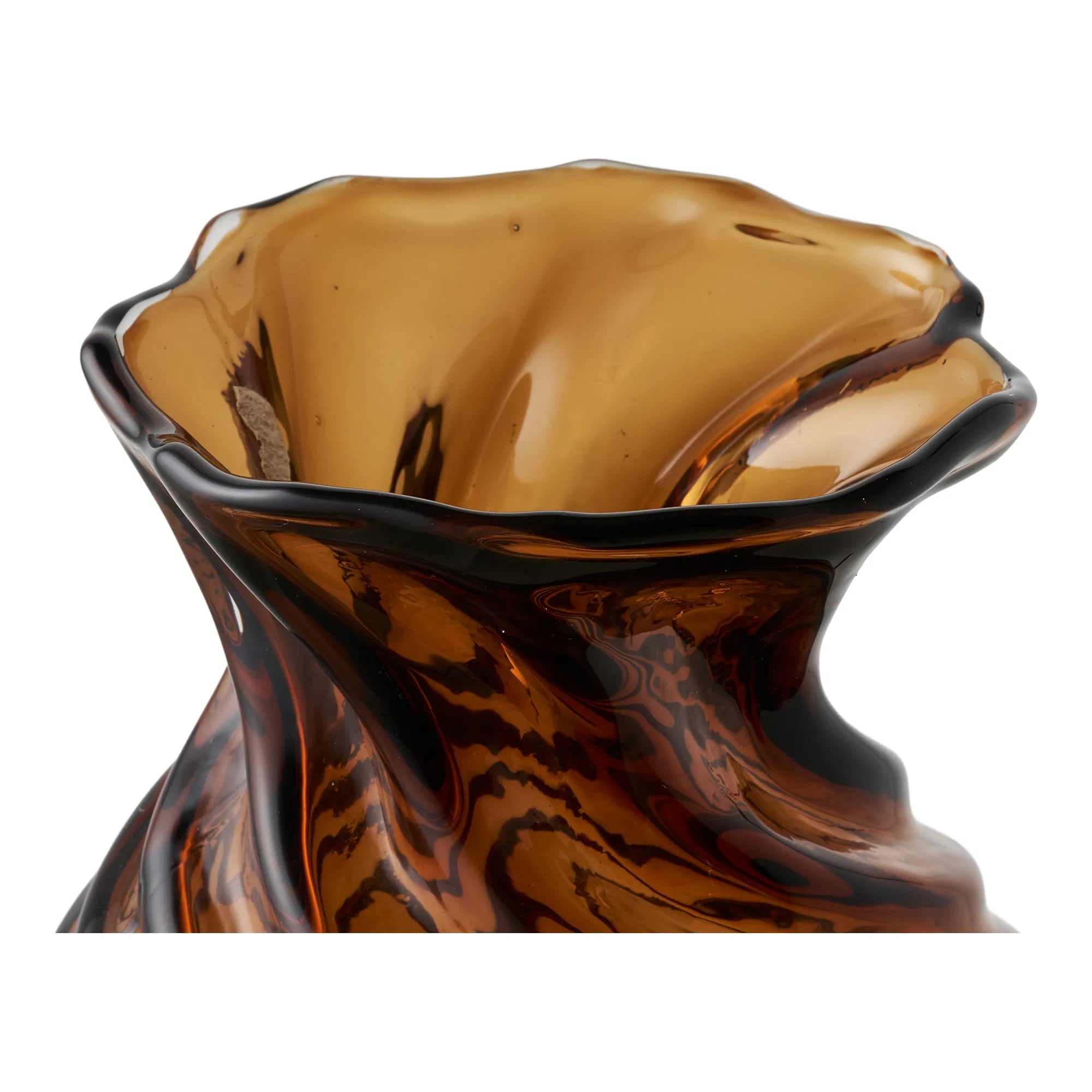 Vase Terra – Rauchbraunes Glas mit Drehoptik
