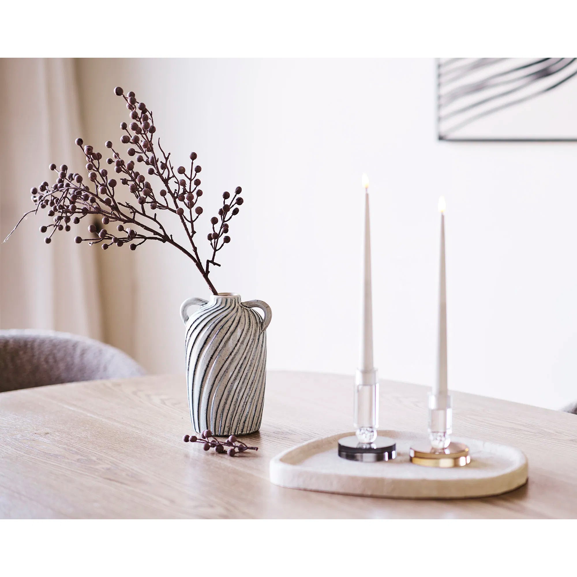 Vase Linea Blu – Keramikvase mit Griffen