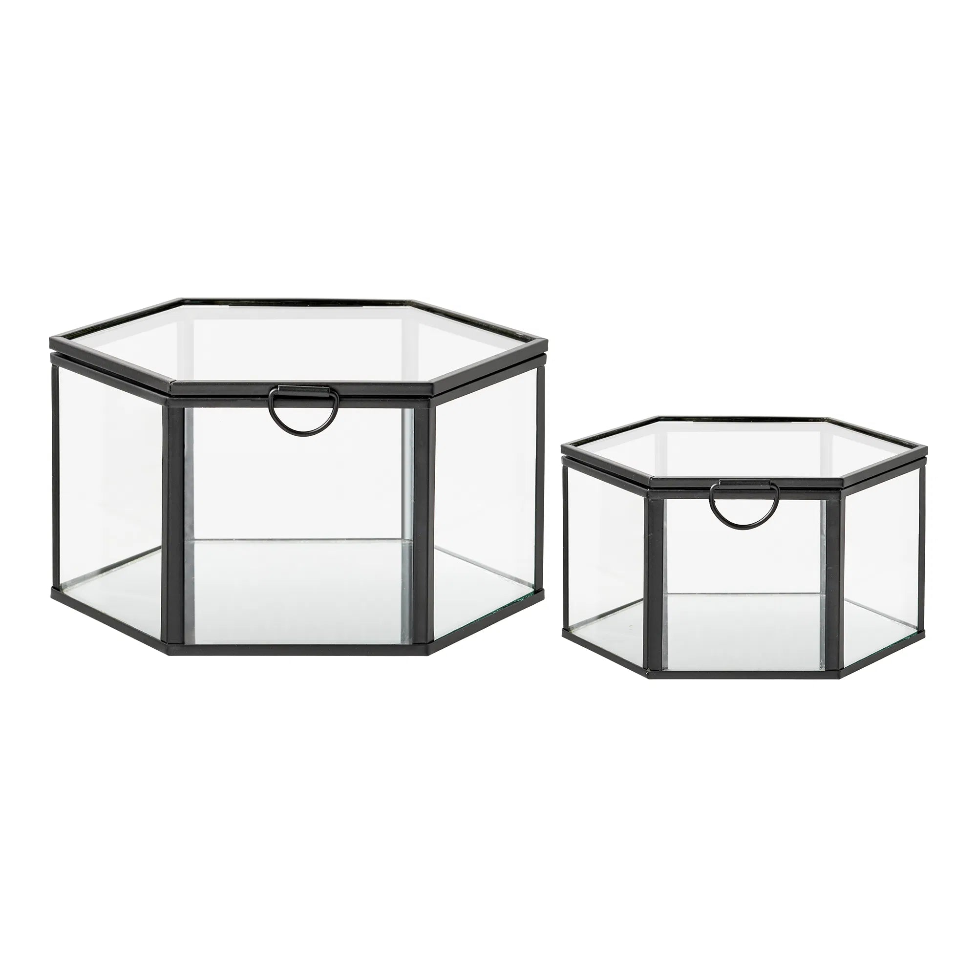 Aufbewahrungsbox Varnelle - aus Glas mit Metallrahmen (2er Set)