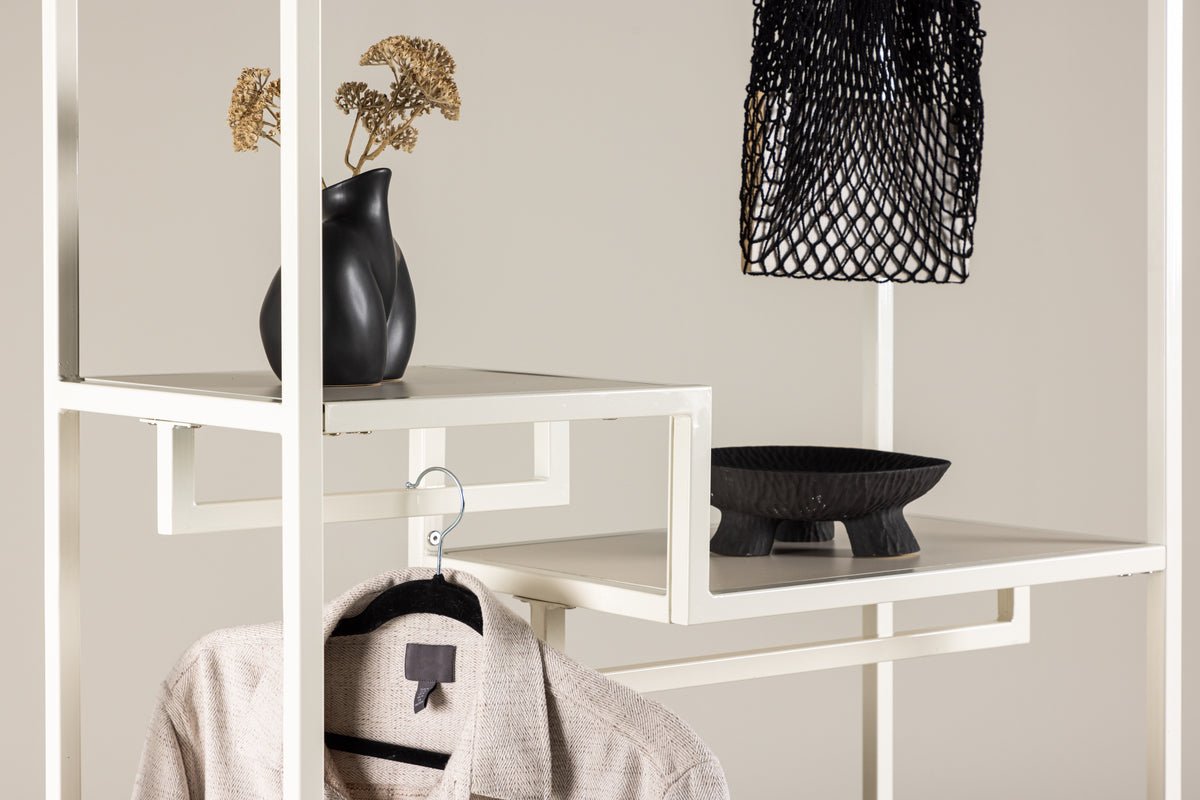 Garderobe Narell – Offenes Kleiderregal in Beige mit Ablagen