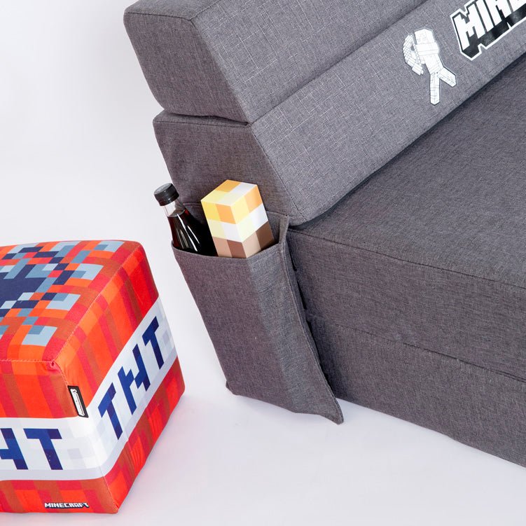 Minecraft Klappsofa „SleepCube“ – ausklappbar & passend zum Kinderbett