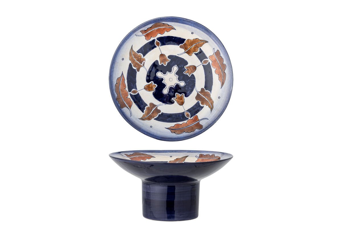 Sockelschale Selma – dekoratives Steingut mit Naturmotiv