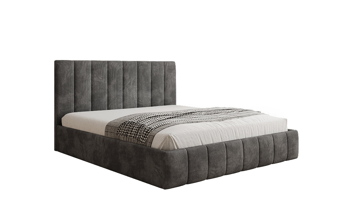 Designer Polsterbett Mila in Cord mit Stauraum