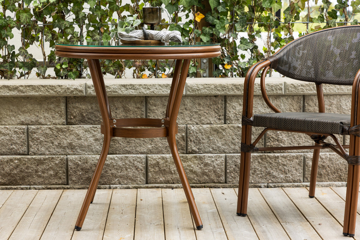 Kaffeetisch Simon - Ø70 mit brauner Tischplatte