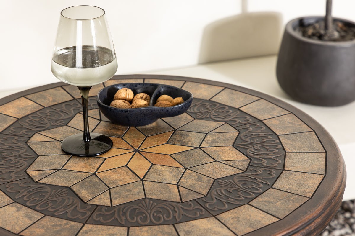 Kaffeetisch Lejla - Ø60 mit brauner Tischplatte aus Faserzement