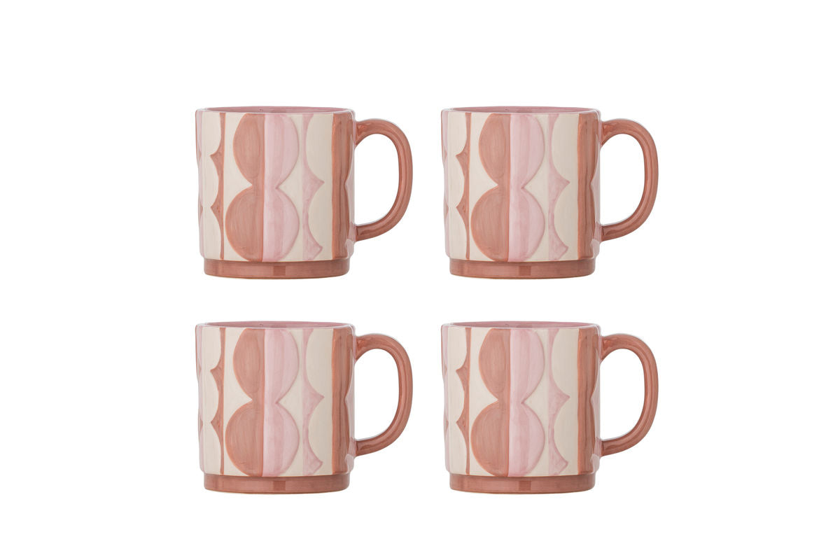 Becher Rosina – Handbemalte Steingutbecher (4er-Set)