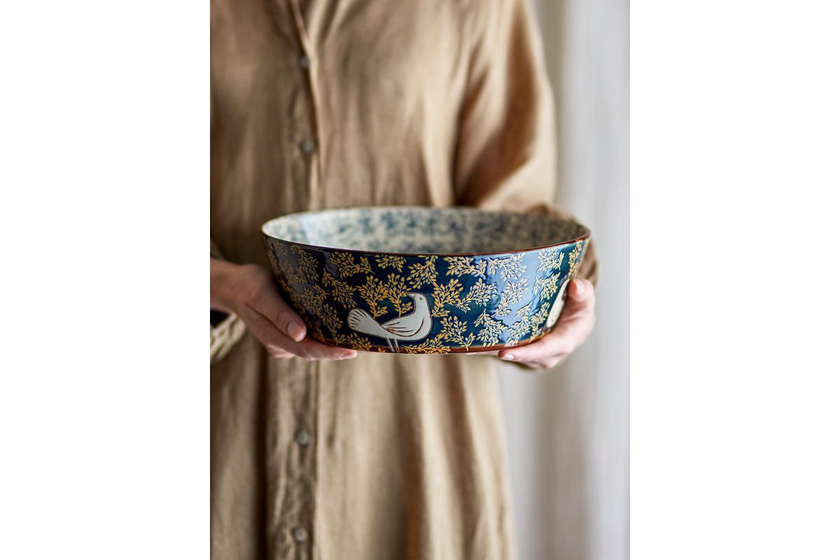 Schale Bindy – handbemalte Steingutschale mit Vogelmotiv