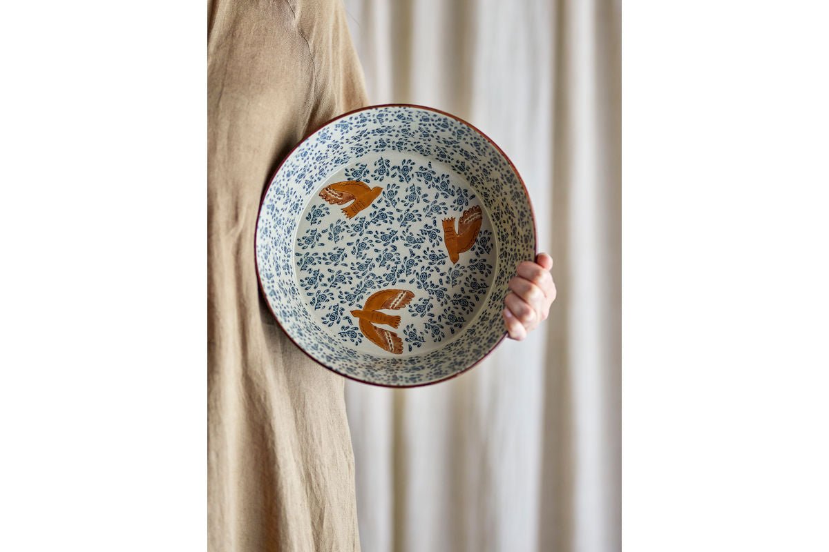 Schale Bindy – handbemalte Steingutschale mit Vogelmotiv
