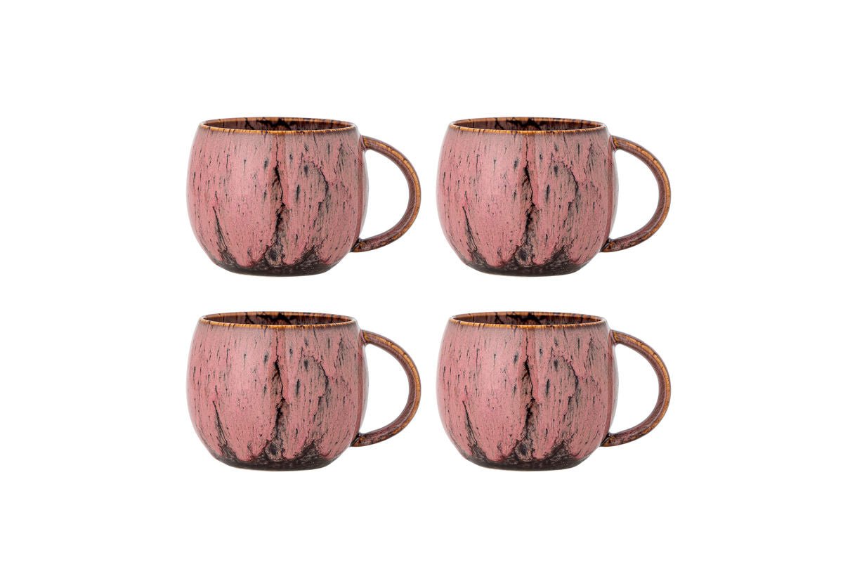 Becher-Set Melal – Rosé, gefertigt aus Steingut (4er-Set)