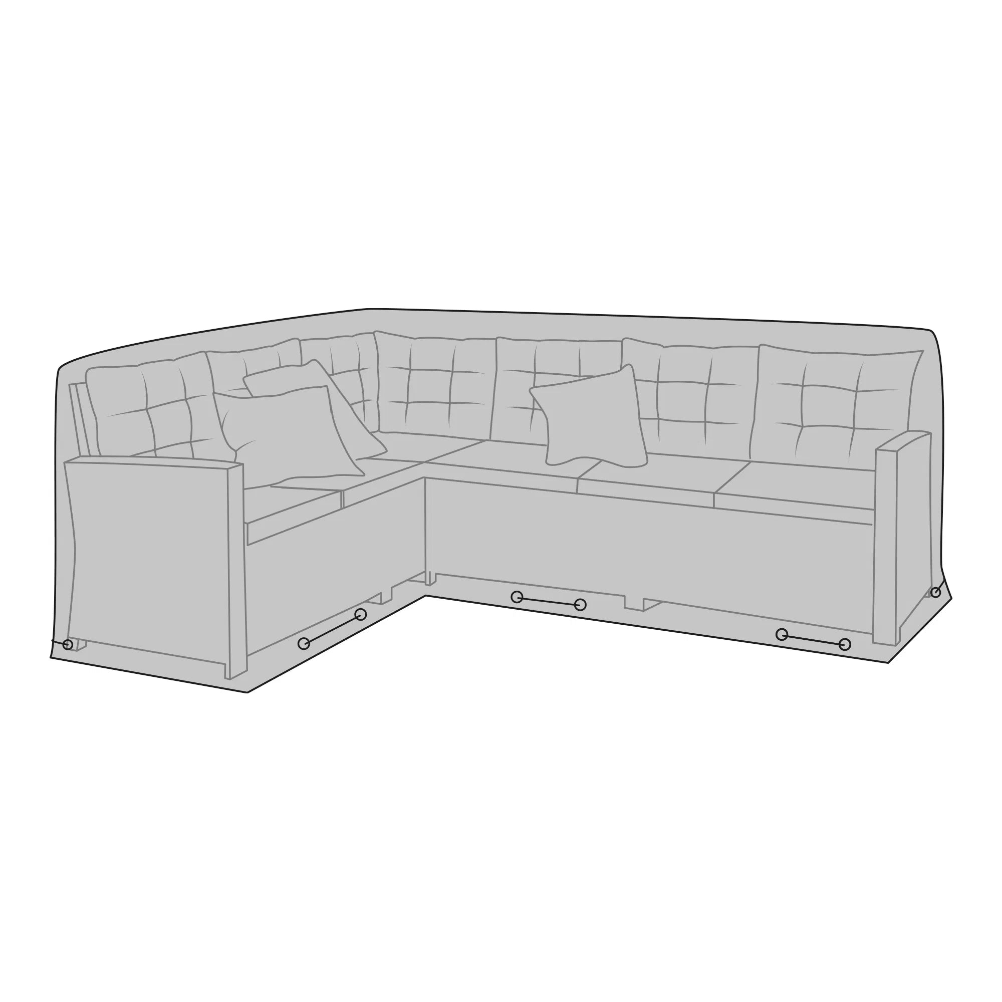 Veltano™ Schutzhülle für Ecklounge – Verstellbarer Schutz für L-förmige Sofagruppen (bis 252 × 252 cm)