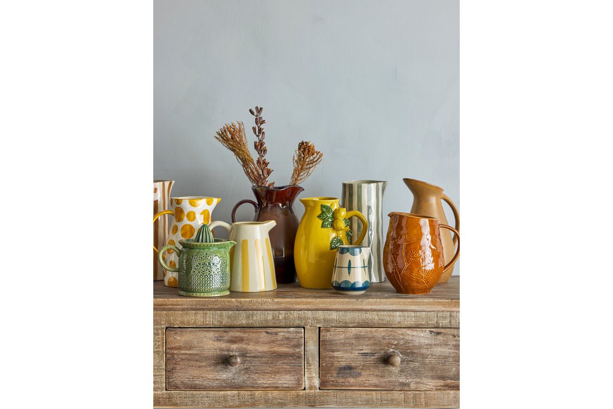 Milch- & Zuckerset Elis – Steingut mit handdekoriertem Muster in Blau