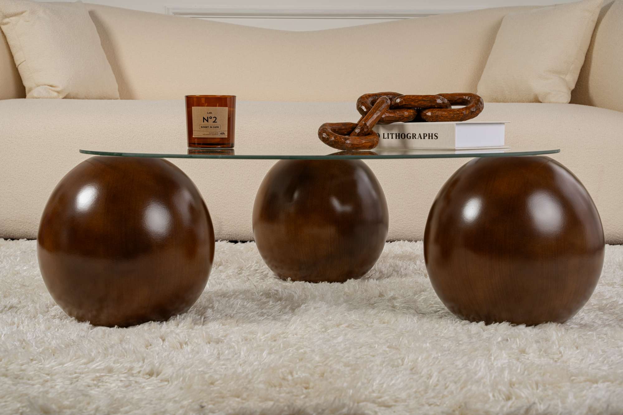 Couchtisch Morento - mit runder, gehärteter Tischglasplatte