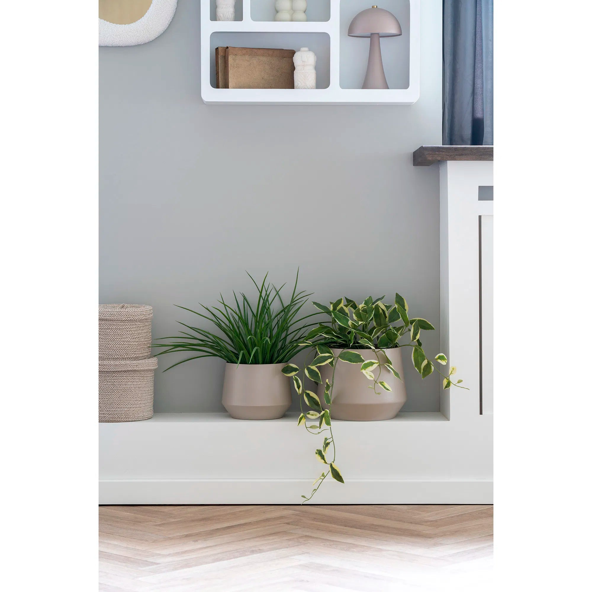 Blumentopf „Trofa“ – Sandfarbener Stahl-Look im 2er-Set