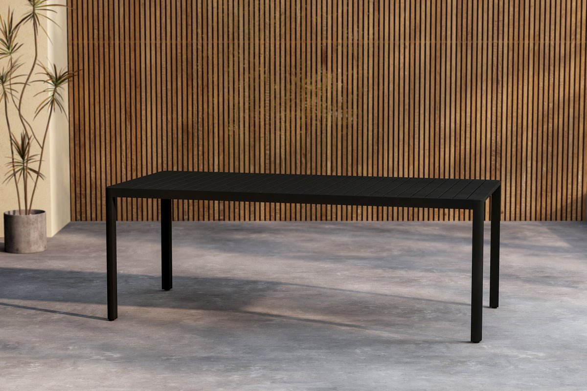 Garten Esstisch Vento - 200x90 cm aus Aluminium in Beige oder Schwarz