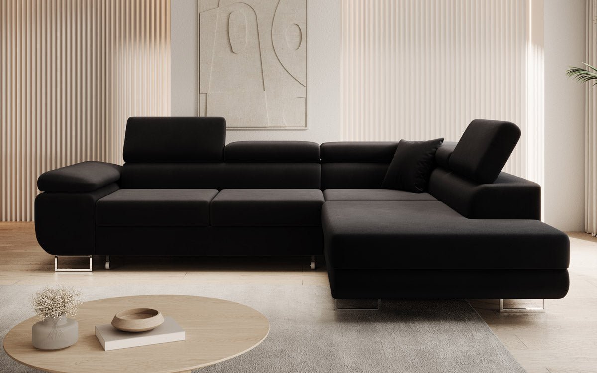 Designer Sofa Aston mit Schlaf- und Klappfunktion aus Samt