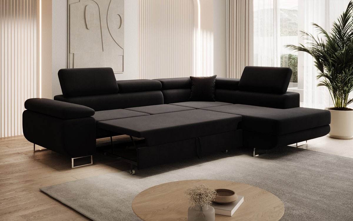 Designer Sofa Aston mit Schlaf- und Klappfunktion aus Samt