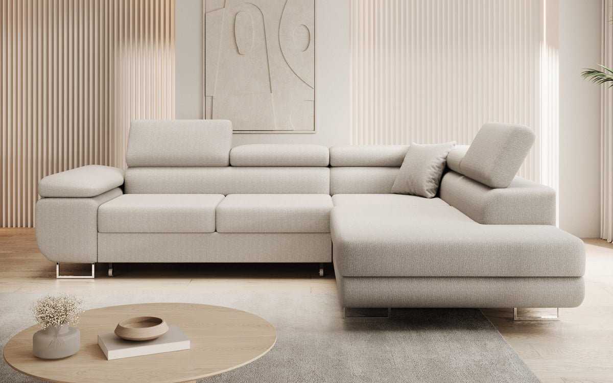 Designer Sofa Aston mit Schlaf- und Klappfunktion aus Bouclé