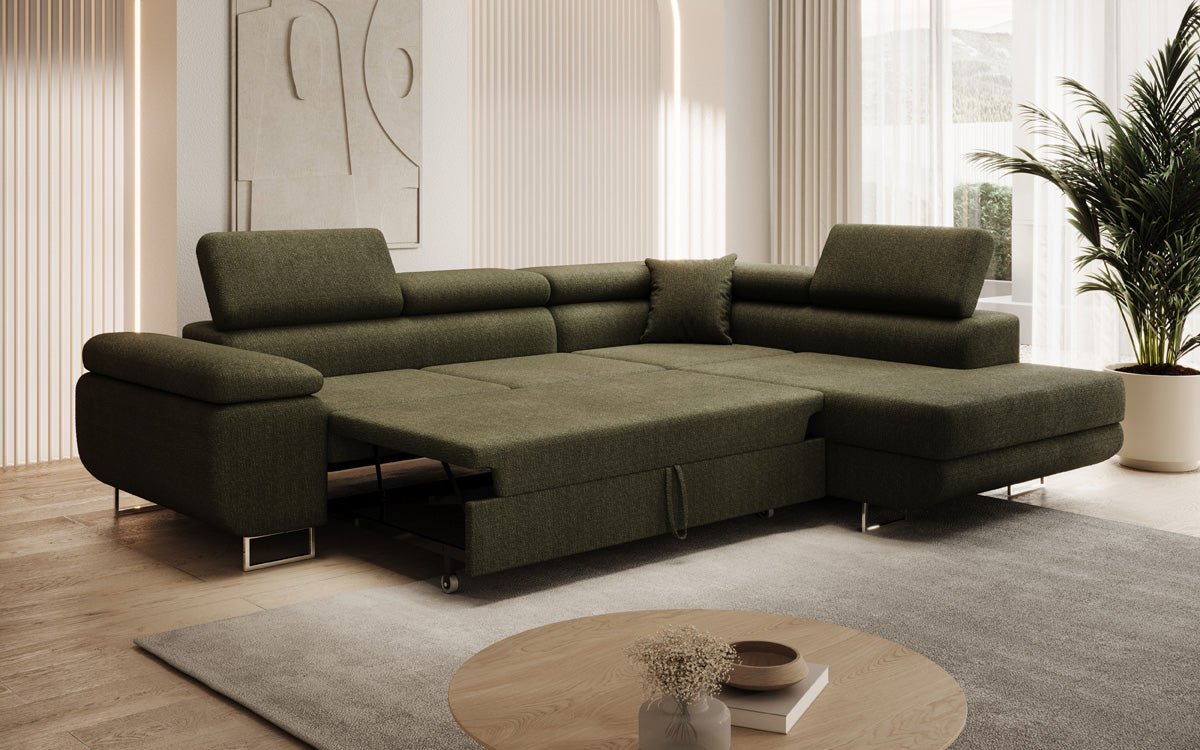 Designer Sofa Aston mit Schlaf- und Klappfunktion aus Bouclé