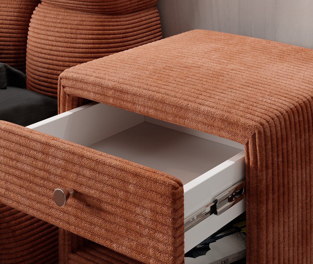 Designer Nachttisch Amy in Cord