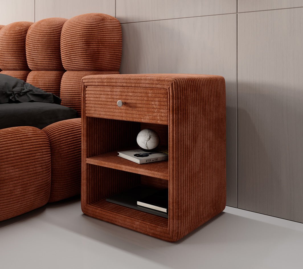 Designer Nachttisch Amy in Cord