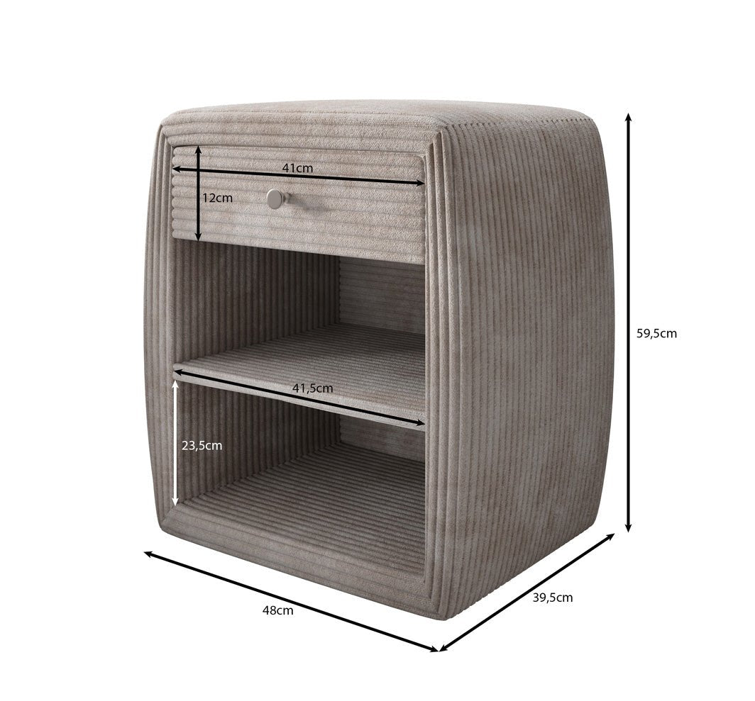 Designer Nachttisch Lilly mit USB Anschluss in Cord