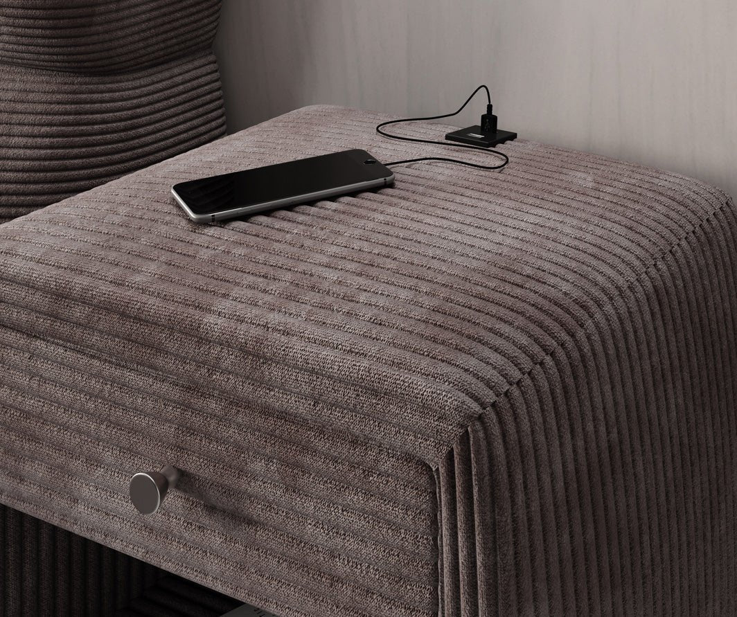 Designer Nachttisch Lilly mit USB Anschluss in Cord