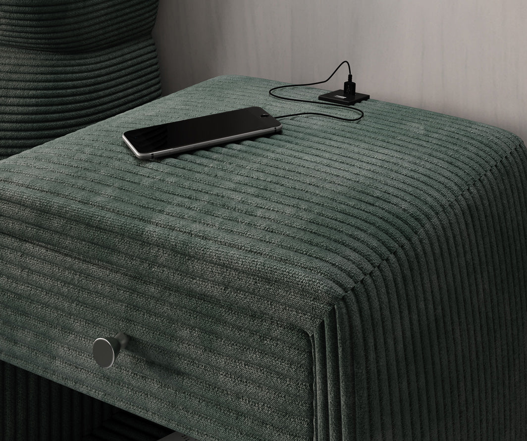Designer Nachttisch Lilly mit USB Anschluss in Cord