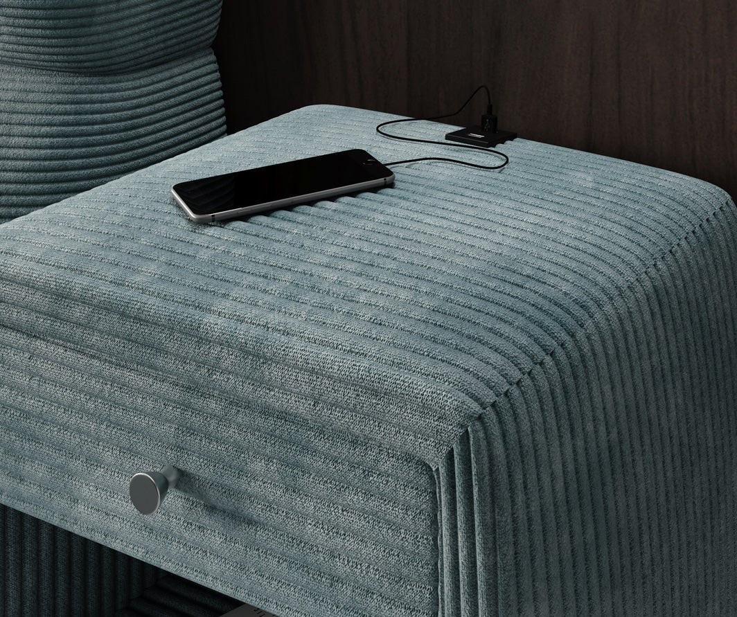Designer Nachttisch Lilly mit USB Anschluss in Cord