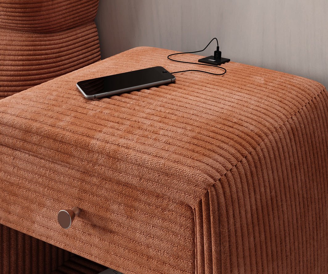 Designer Nachttisch Lilly mit USB Anschluss in Cord