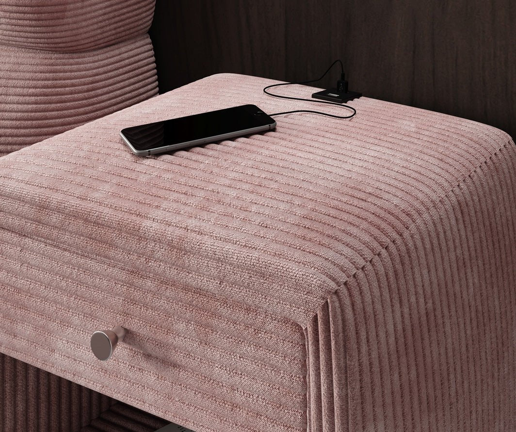 Designer Nachttisch Lilly mit USB Anschluss in Cord