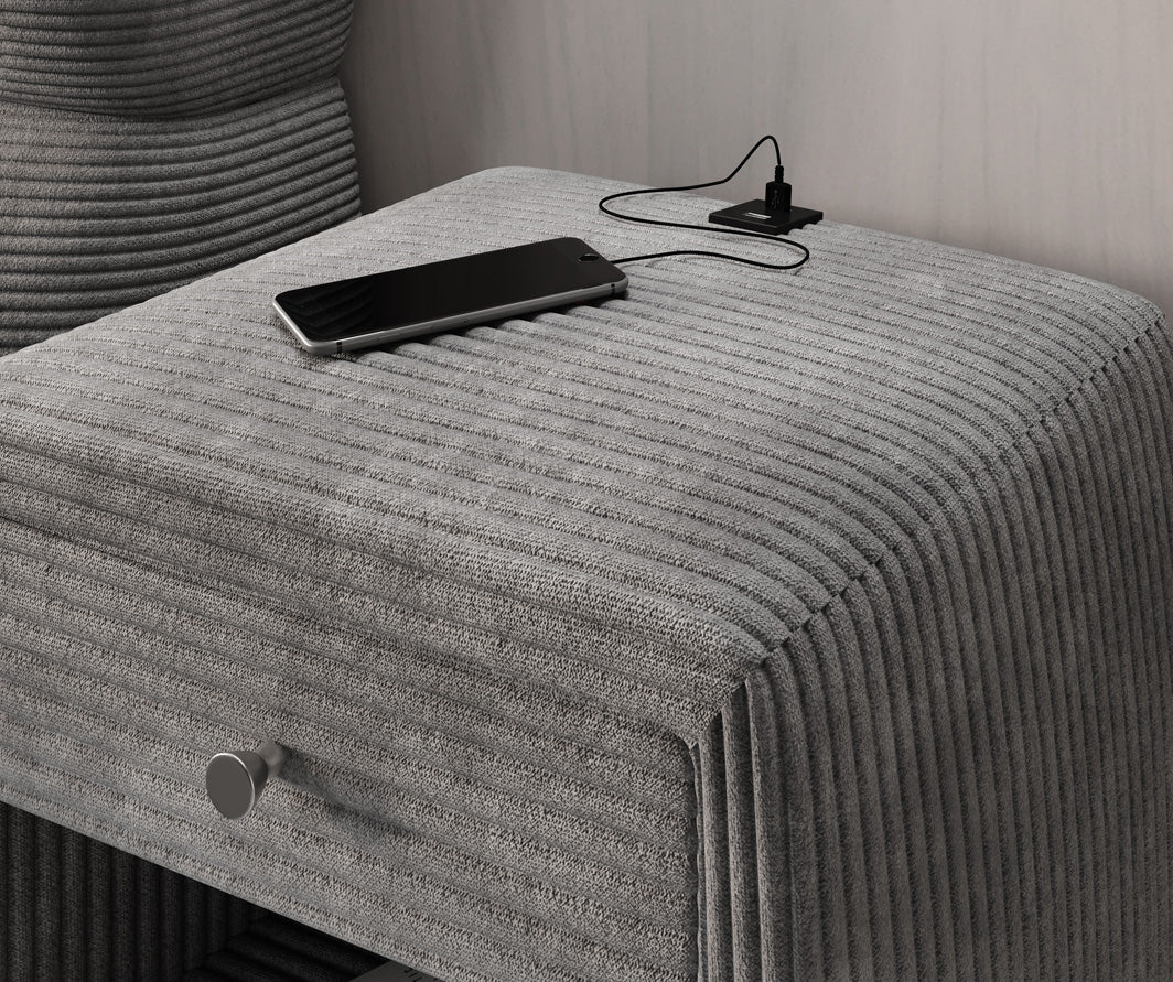 Designer Nachttisch Lilly mit USB Anschluss in Cord