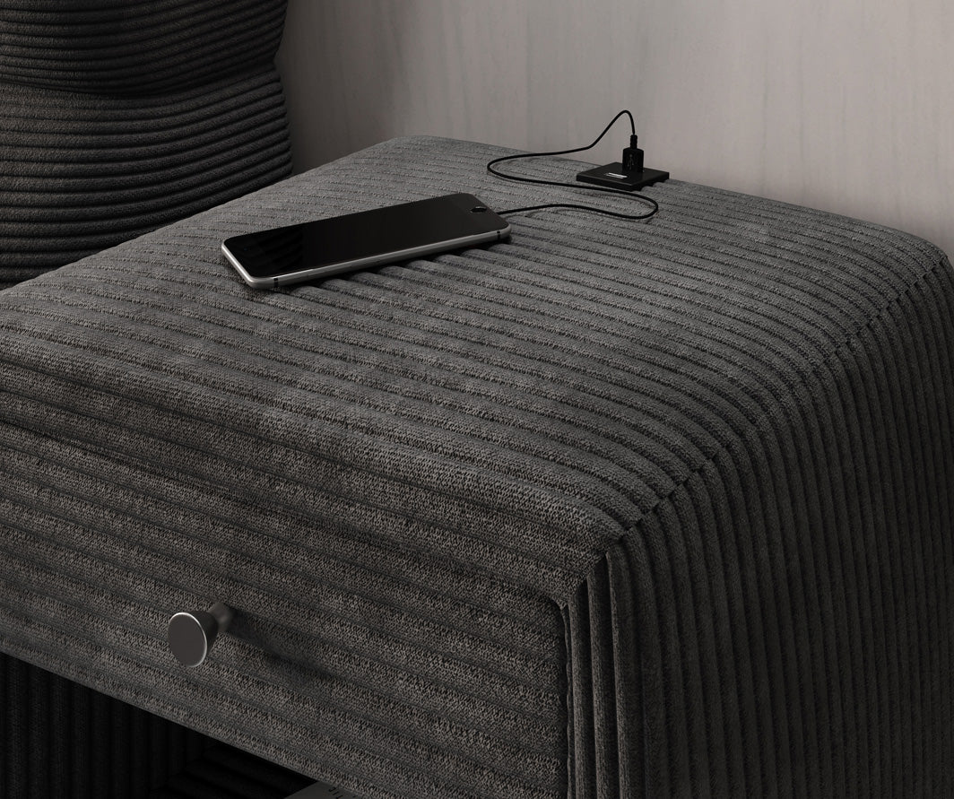 Designer Nachttisch Lilly mit USB Anschluss in Cord
