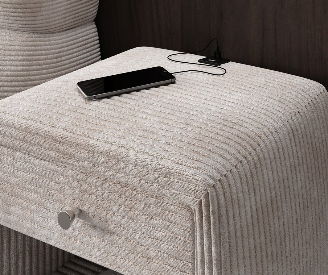 Designer Nachttisch Lilly mit USB Anschluss in Cord