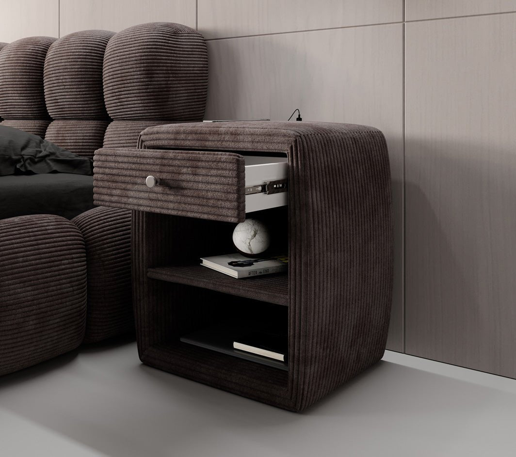 Designer Nachttisch Lilly mit USB Anschluss in Cord