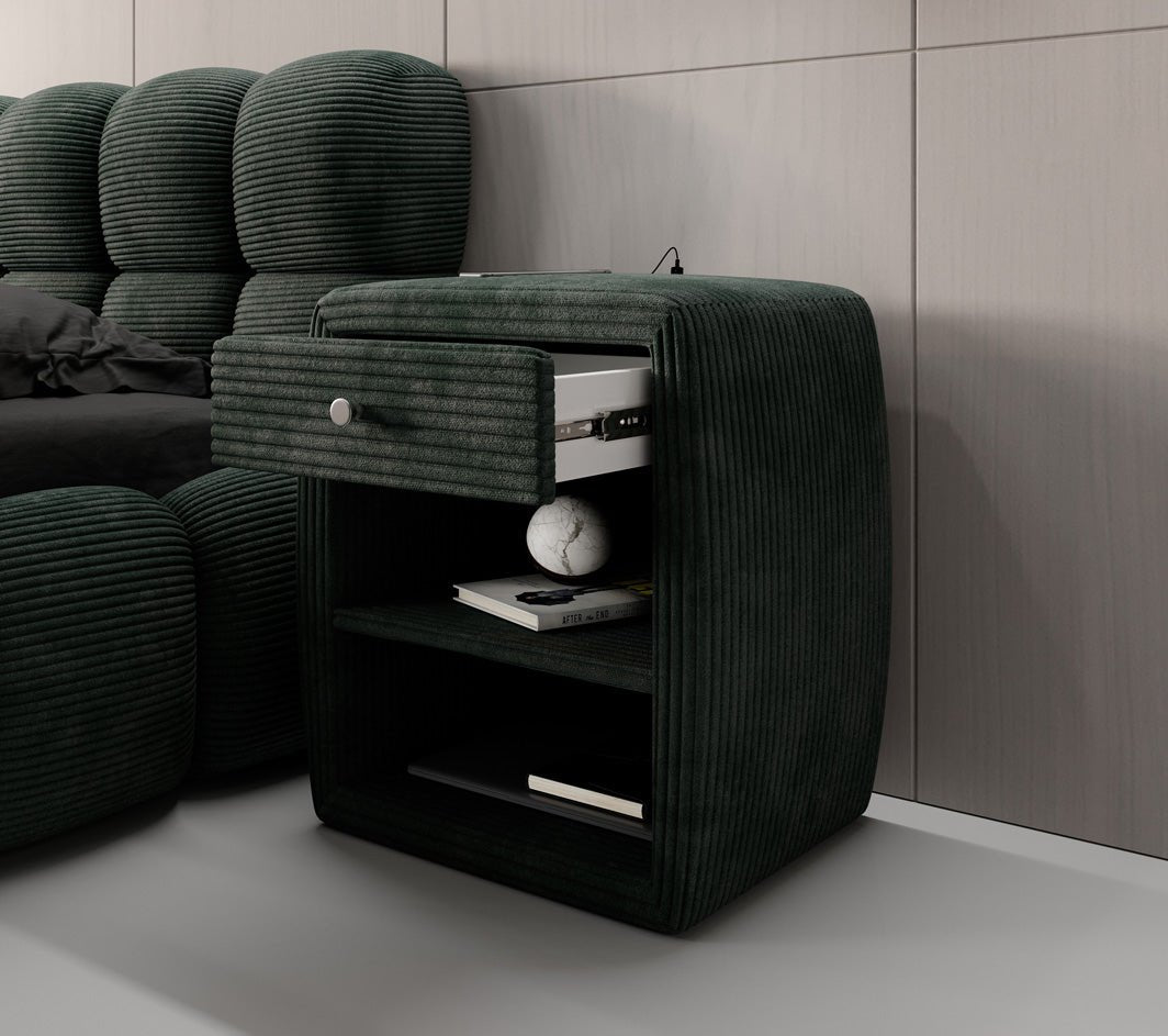 Designer Nachttisch Lilly mit USB Anschluss in Cord