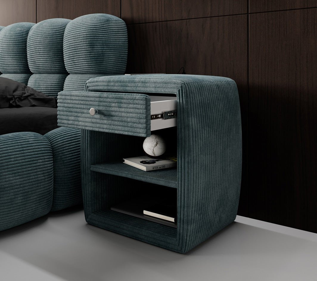 Designer Nachttisch Lilly mit USB Anschluss in Cord