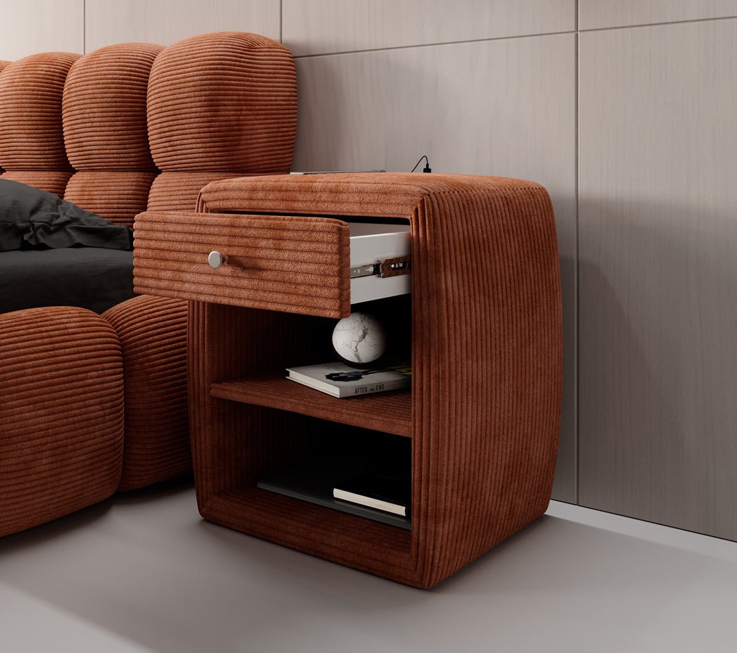 Designer Nachttisch Lilly mit USB Anschluss in Cord