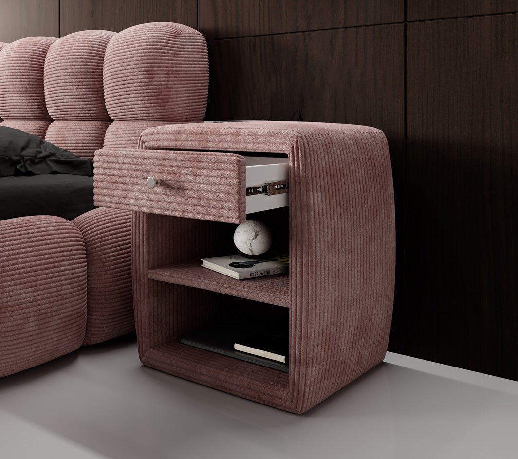 Designer Nachttisch Lilly mit USB Anschluss in Cord