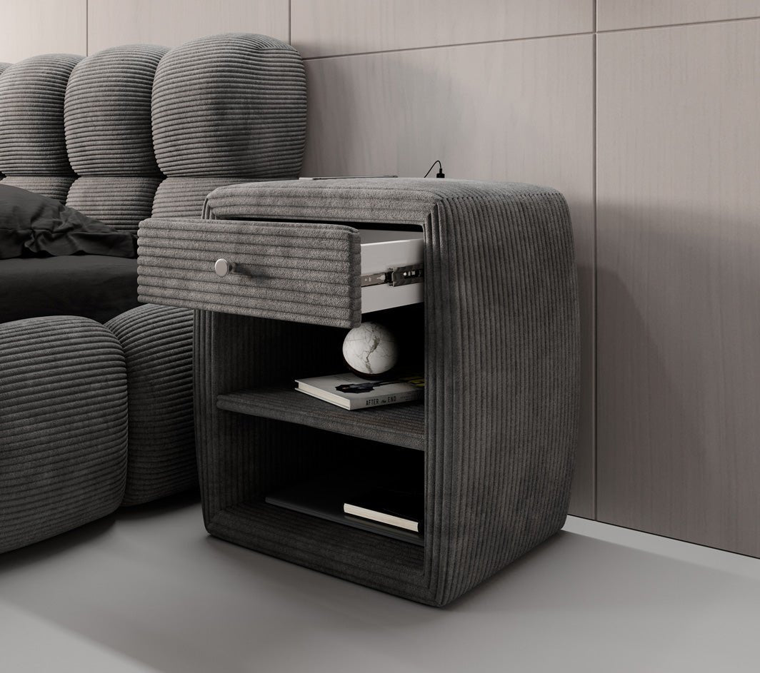 Designer Nachttisch Lilly mit USB Anschluss in Cord