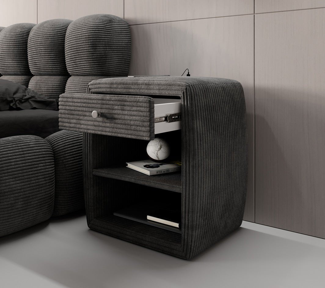 Designer Nachttisch Lilly mit USB Anschluss in Cord