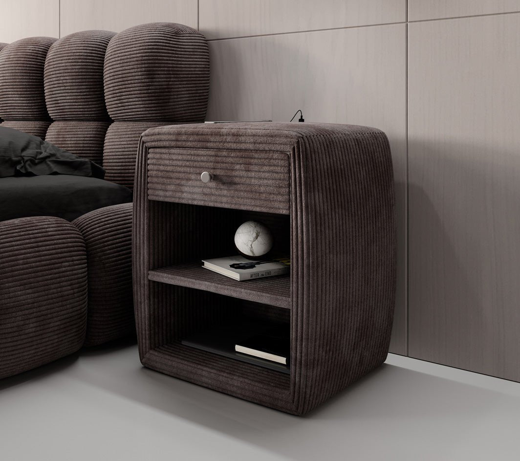 Designer Nachttisch Lilly mit USB Anschluss in Cord