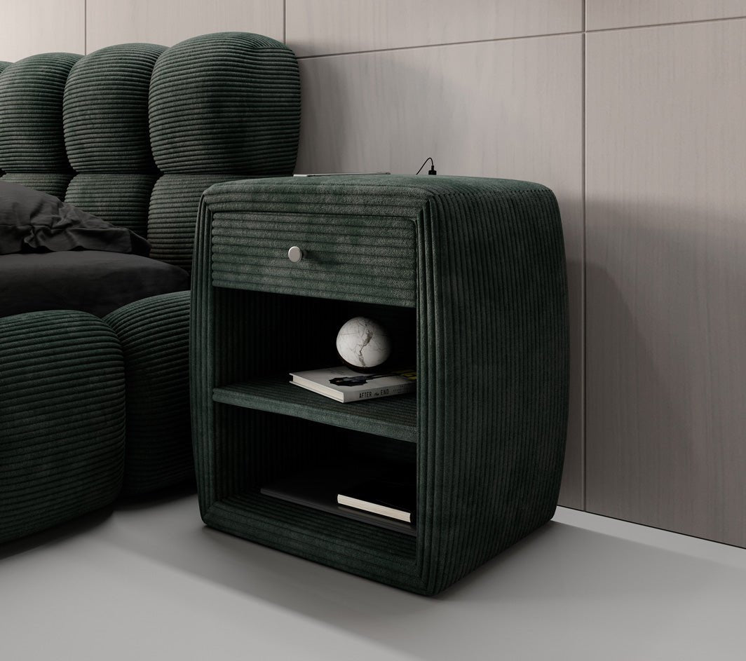 Designer Nachttisch Lilly mit USB Anschluss in Cord