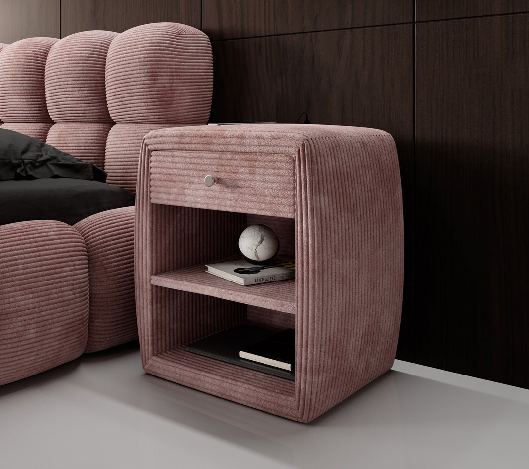 Designer Nachttisch Lilly mit USB Anschluss in Cord