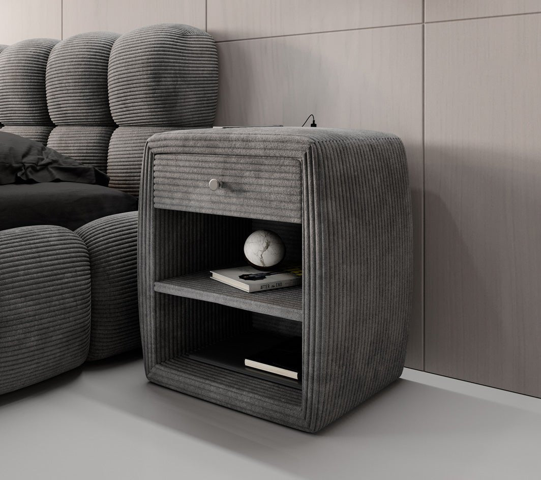 Designer Nachttisch Lilly mit USB Anschluss in Cord