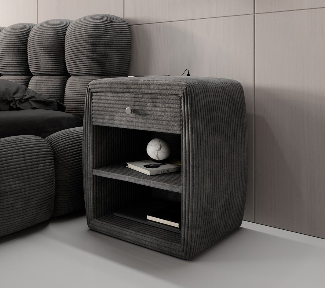 Designer Nachttisch Lilly mit USB Anschluss in Cord