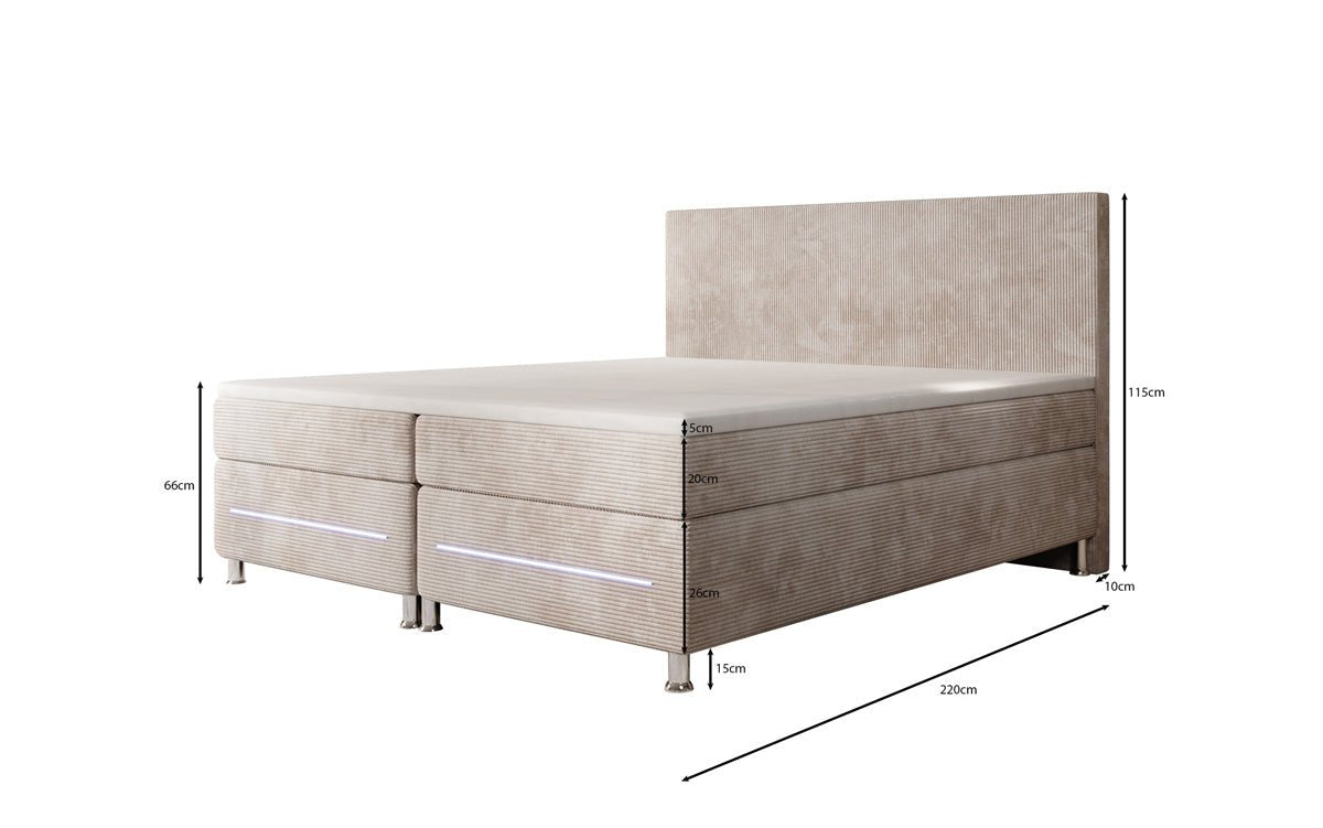Boxspringbett Simple mit LED in Cord
