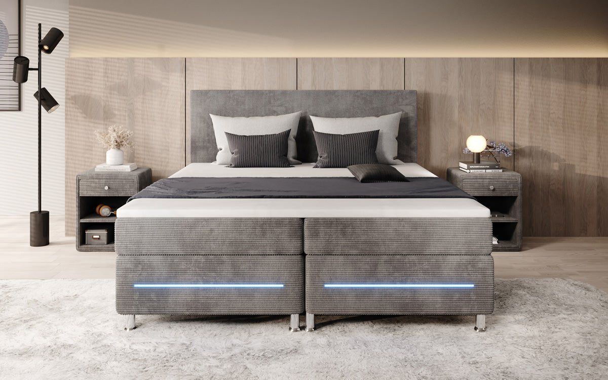 Boxspringbett Simple mit LED in Cord