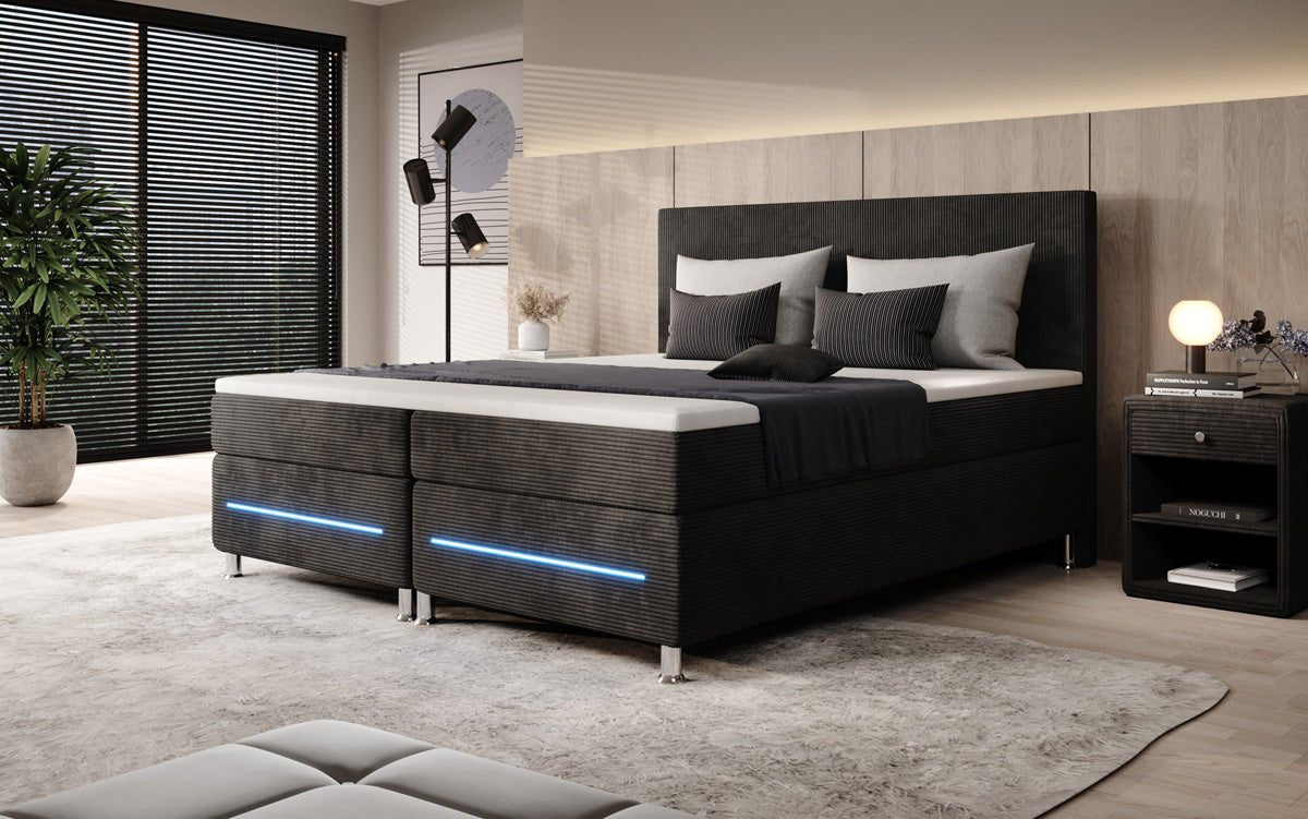 Boxspringbett Simple mit LED in Cord